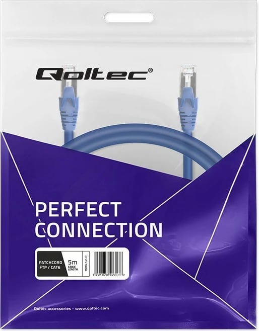 Kabllo rrjeti Qoltec CAT6, 5m, RJ-45, Blu