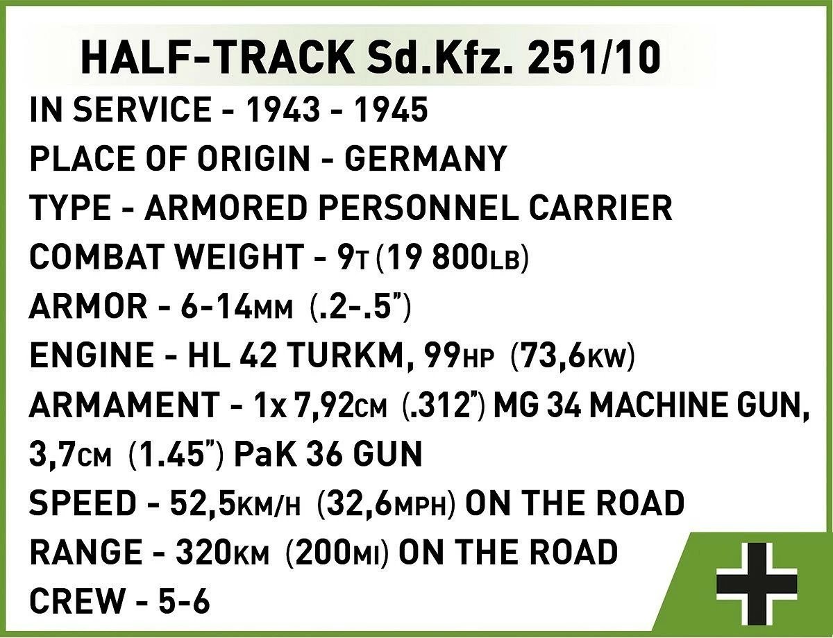 Set blloqesh Cobi Klocki Half-Track Sd.Kfz.251, 500 pjesë, me figurina, bezhë