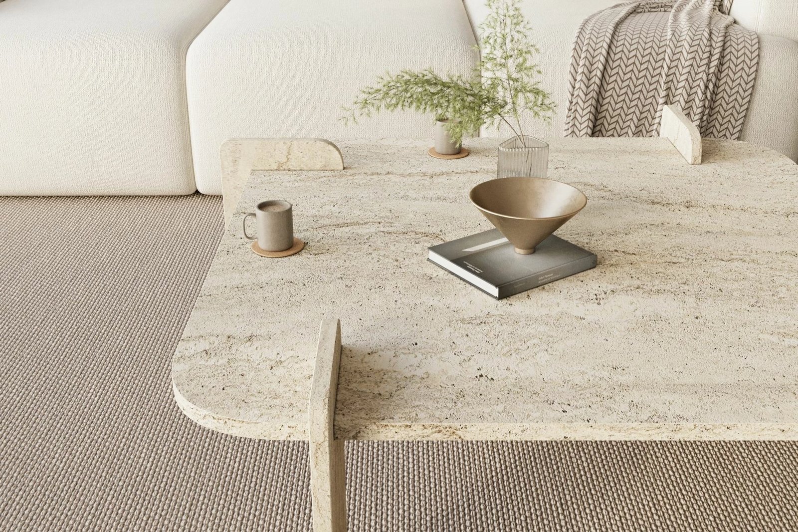 Tavolinë kafeje, Skye Decor, ngjyrë travertine, 90x90x35cm