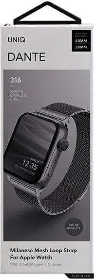 Rrip çeliku inox UNIQ Dante për Apple Watch 38/40/41mm, grafit