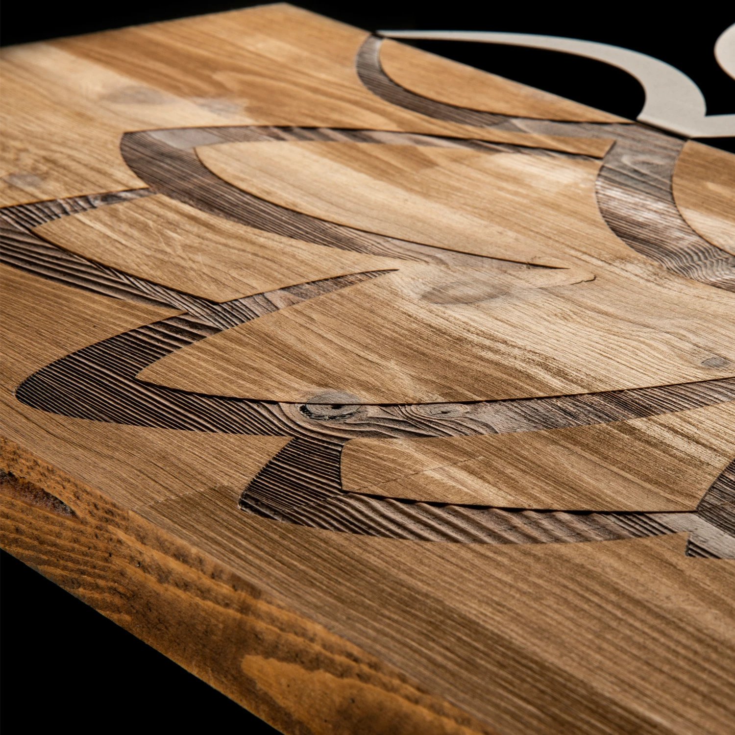 Aksesor dekorativ për mur, dru dhe metal, lotus, Wallity, ngjyrë e zezë dhe arre, 58x58cm