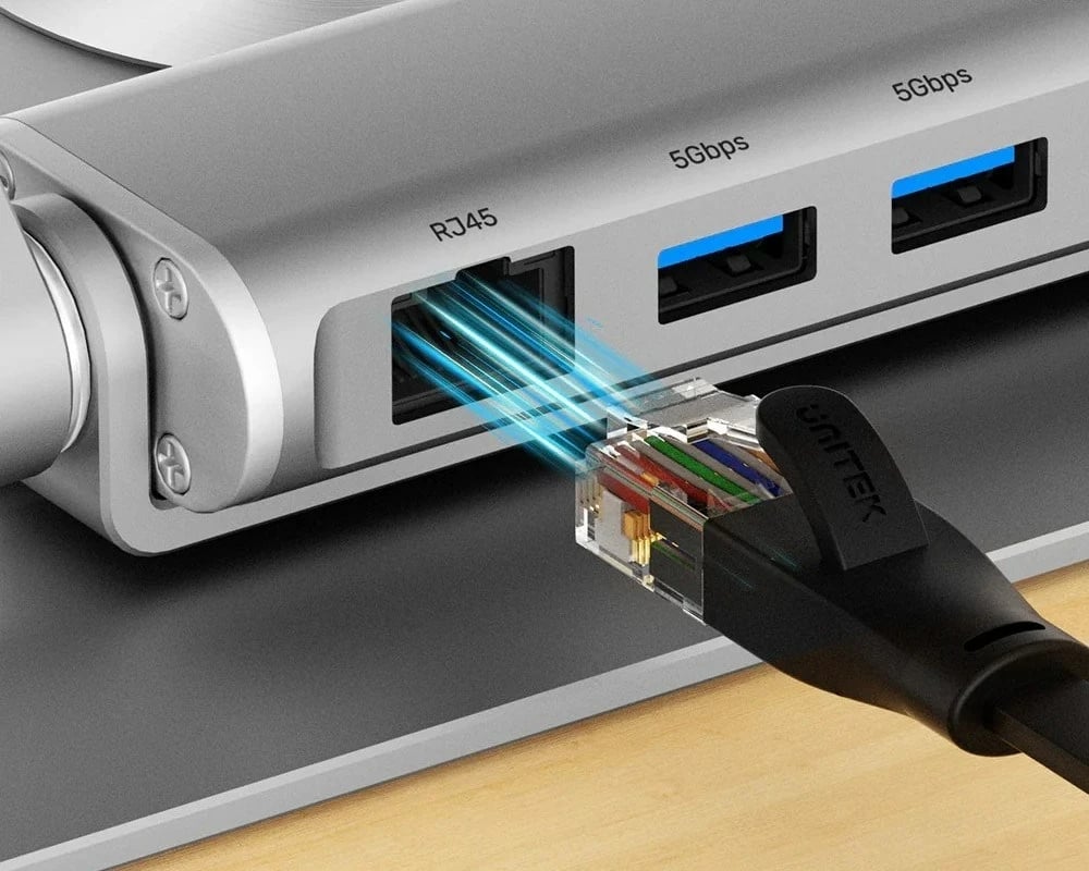 Mbajtëse laptopi UNITEK D1109B01, e rregullueshme, me hub USB-C HDMI, Alumini