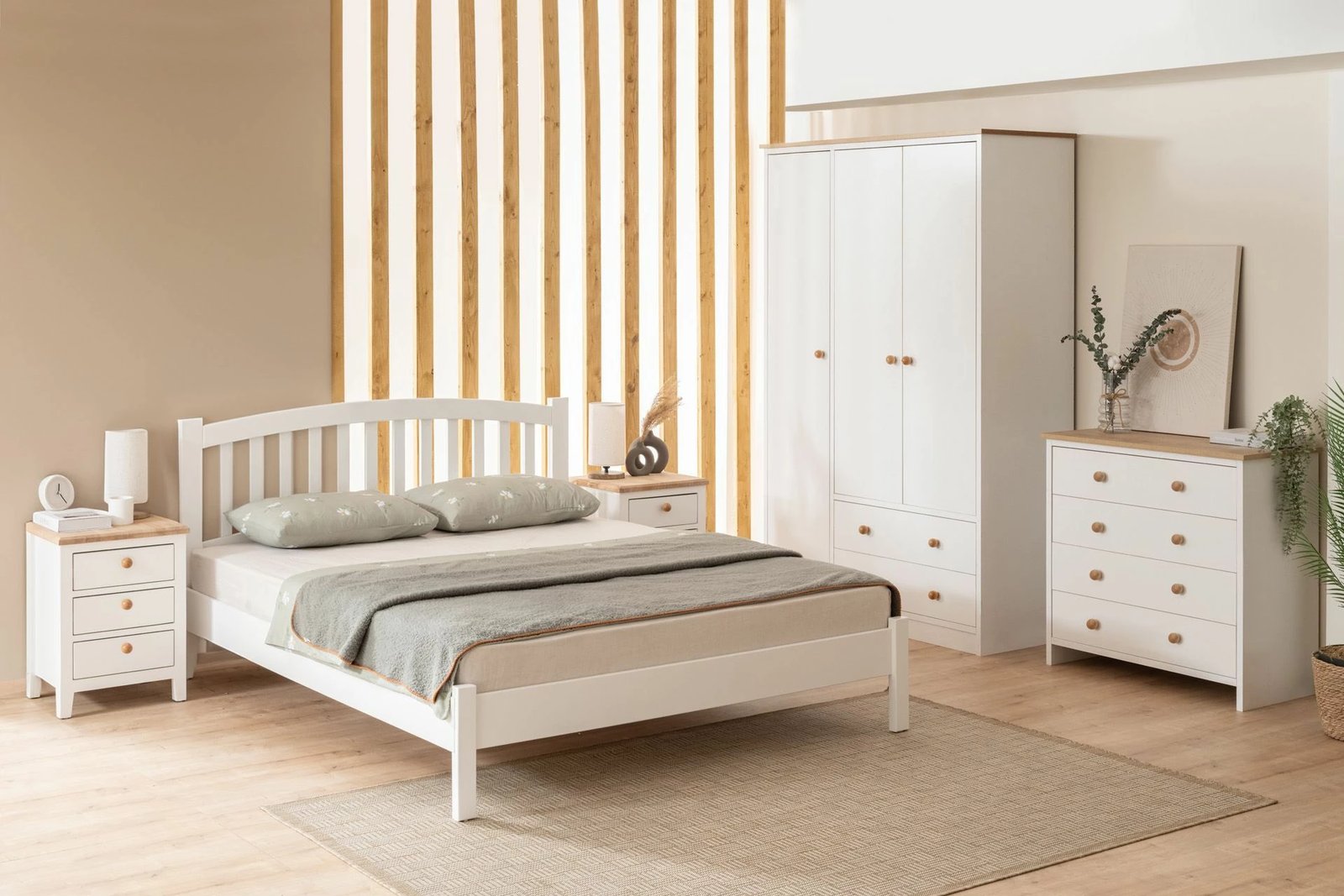 Krevat dopio Hanah Home, Nil Modern Country, 120x200 cm, i bardhë