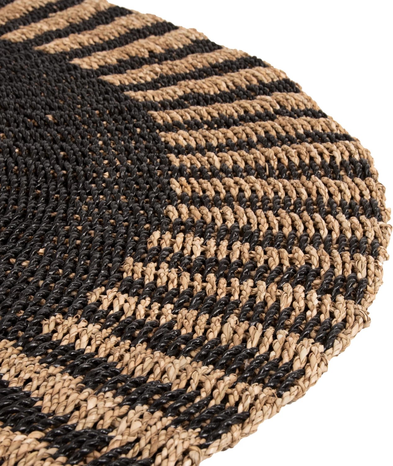 Qilim i rrumbullakët KIRKI, fibra natyrale seagrass, ngjyrë e zezë-natyrale, Φ150cm