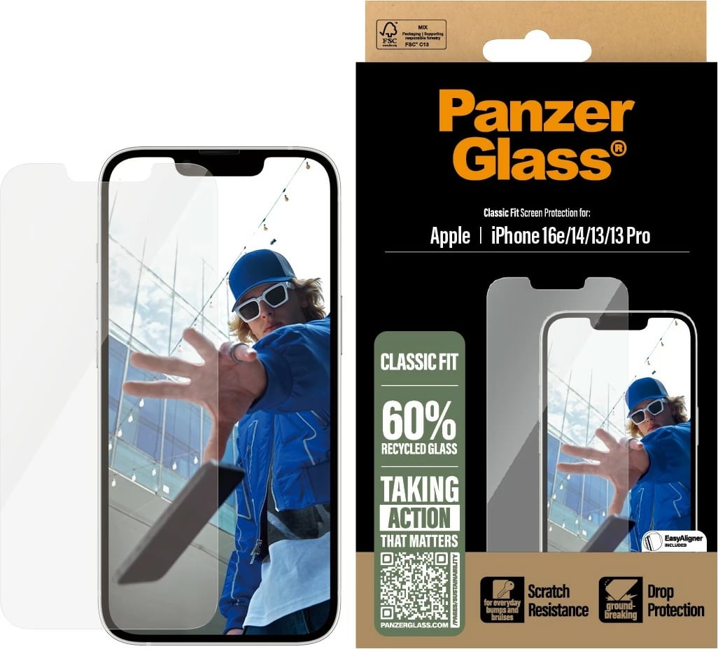 Mbrojtës ekrani PanzerGlass për iPhone 16e, transparent