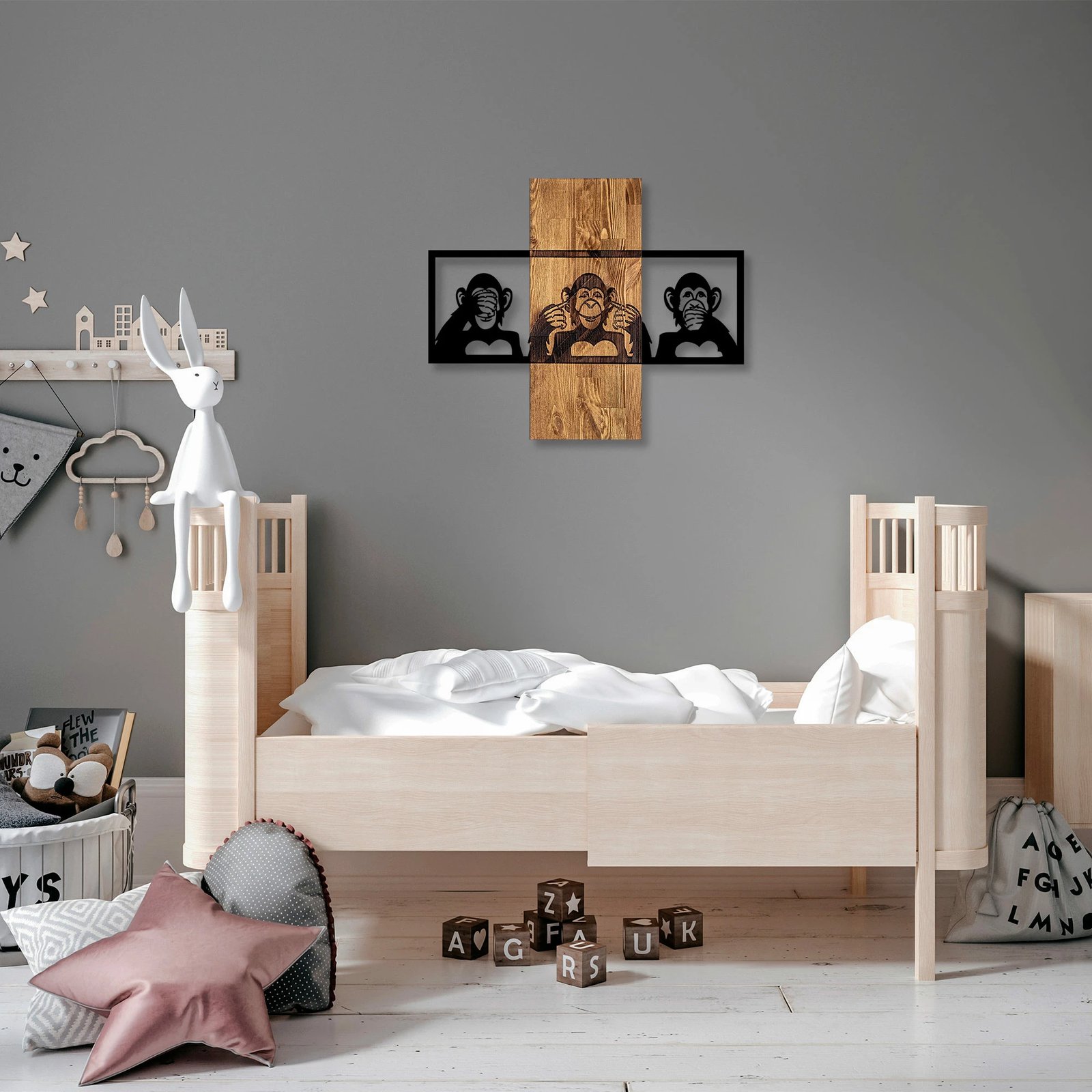 Aksesor dekorativ muri, dru dhe metal, ngjyrë arre dhe e zezë, Wallity MA-300, 58x71cm