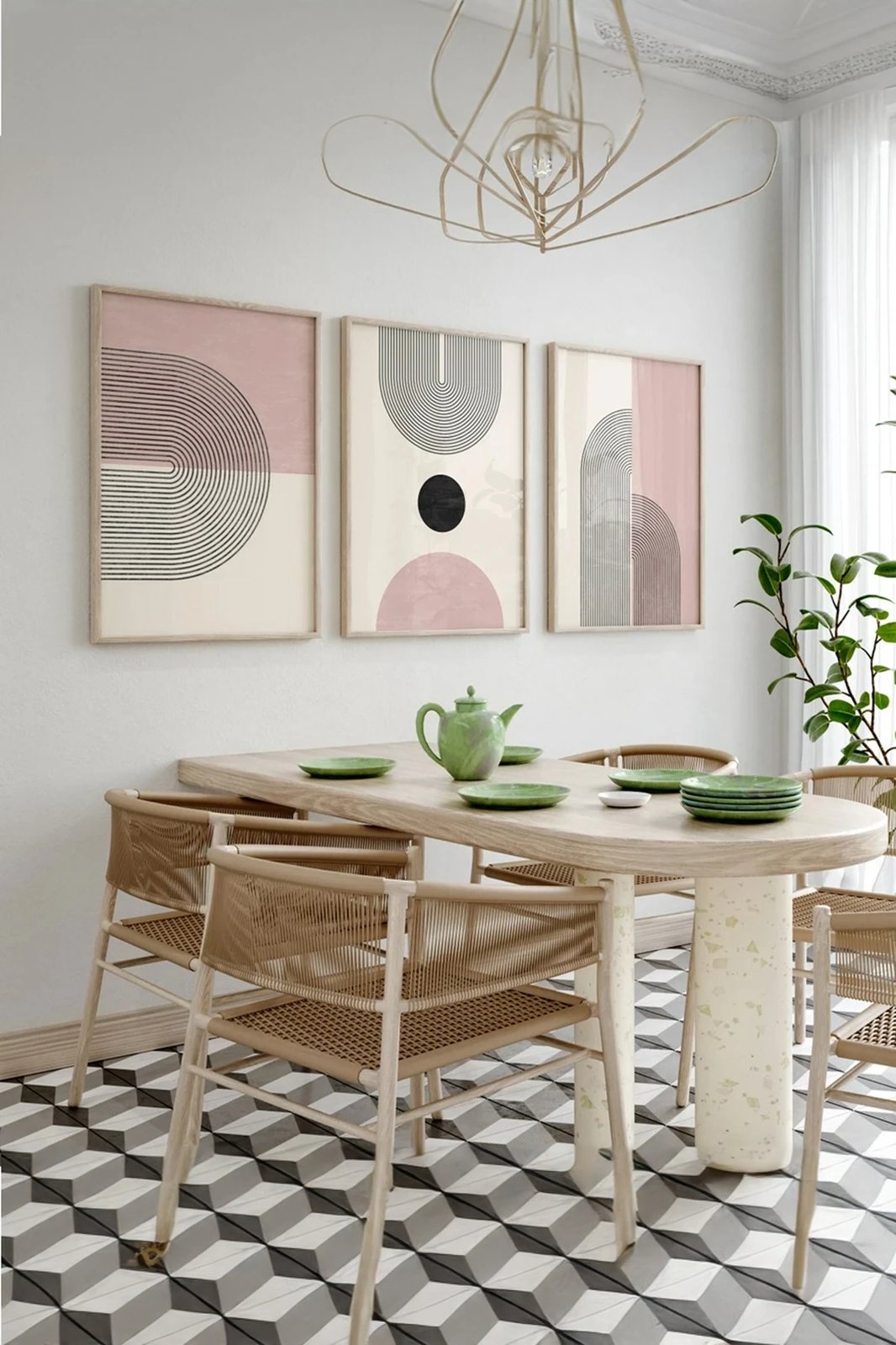 Set pikturash dekorative me kornizë, 3 copë, Wallity, 3Dartsohoset9