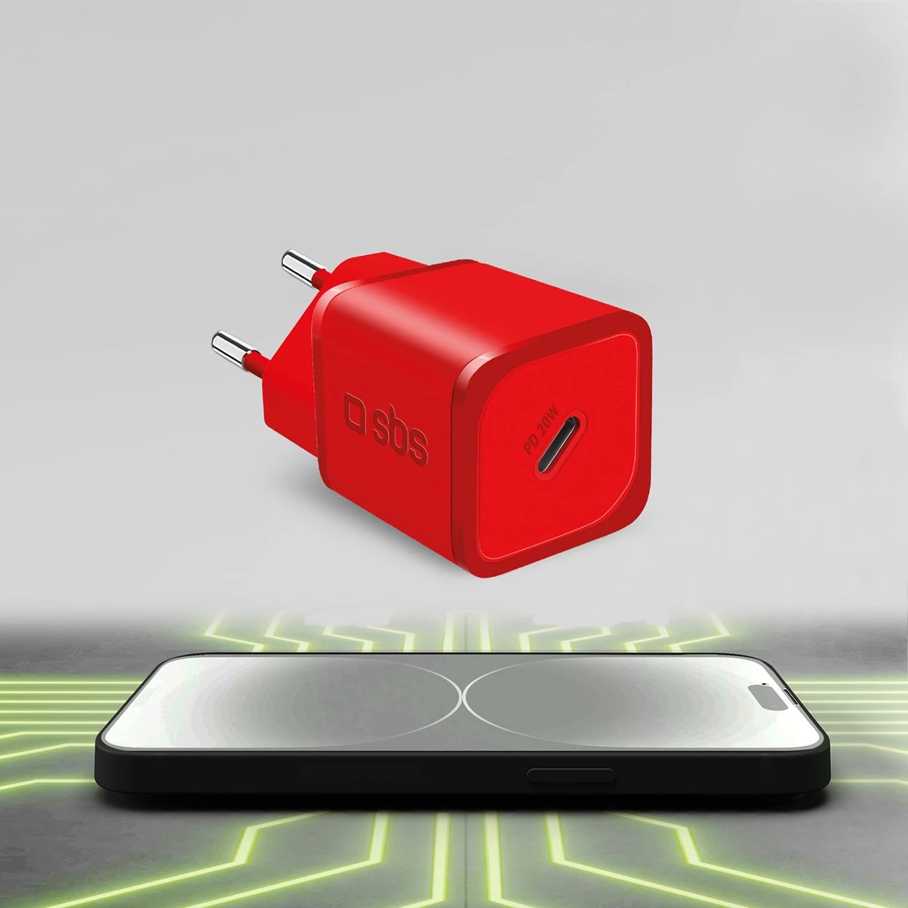 Karikues muri SBS TETRGAN1C20R, 20W, GaN, USB-C, Kuq