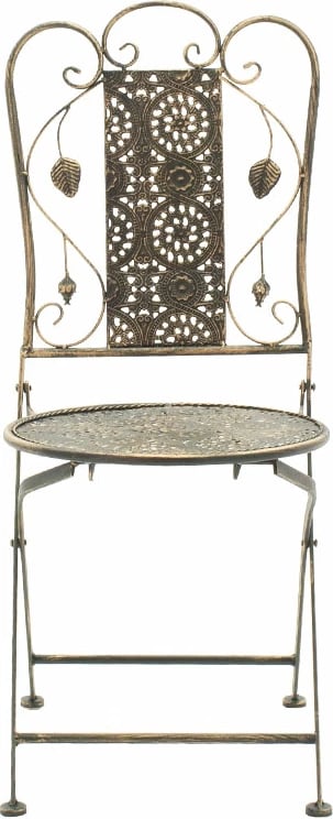 Set tavoline me karrige Drill 3 copë, ngjyrë bakri antike, metal