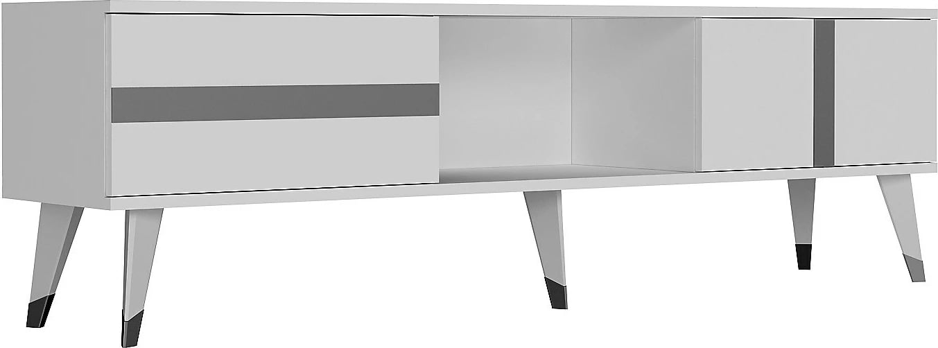 Komodë TV Skye Decor, Vania, e bardhë, argjend