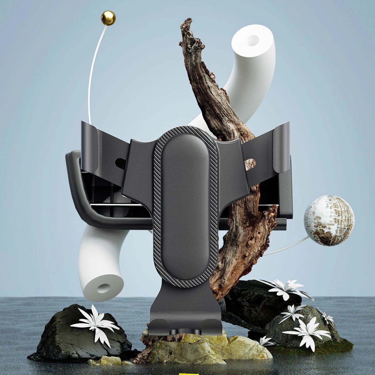 Mbajtës celular për veturë Dudao F7s, gravitacional, vendosje në grilë ajrimi, rrotullim 360°, për 4.7-6.9", i zi