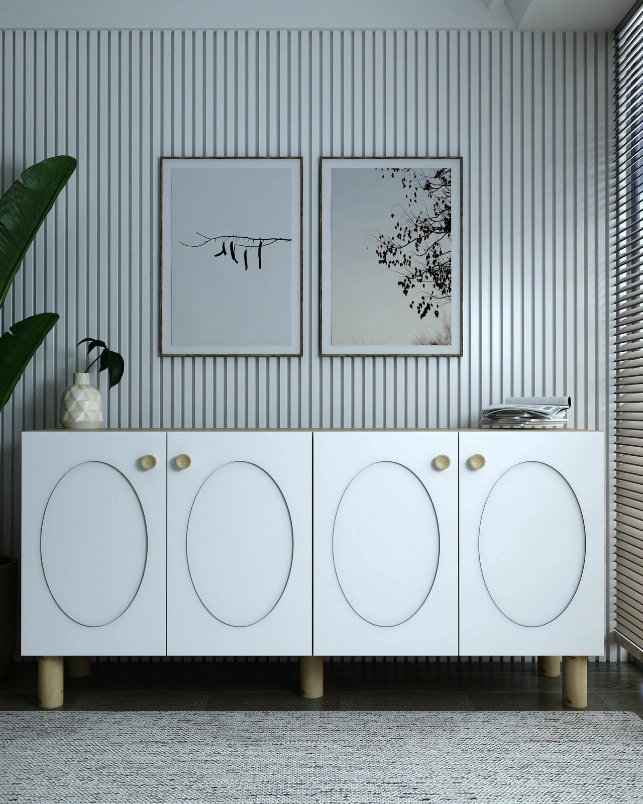 Konsol Skye Decor, Elisa KB150 Bohem, ngjyrë lis safir dhe e bardhë