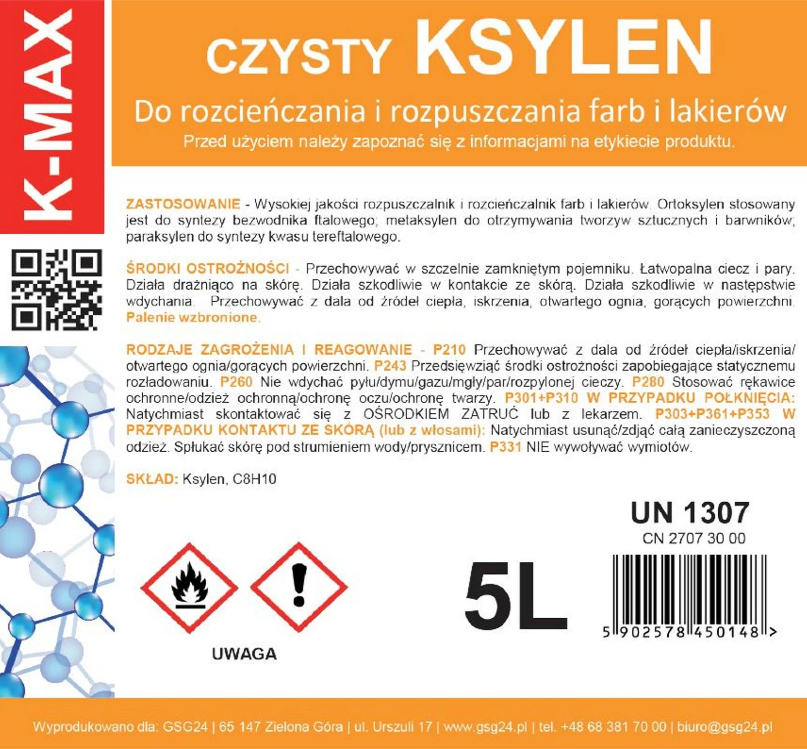 Tretës organik ksileni GSG24 K-MAX 5L për bojëra dhe llakë