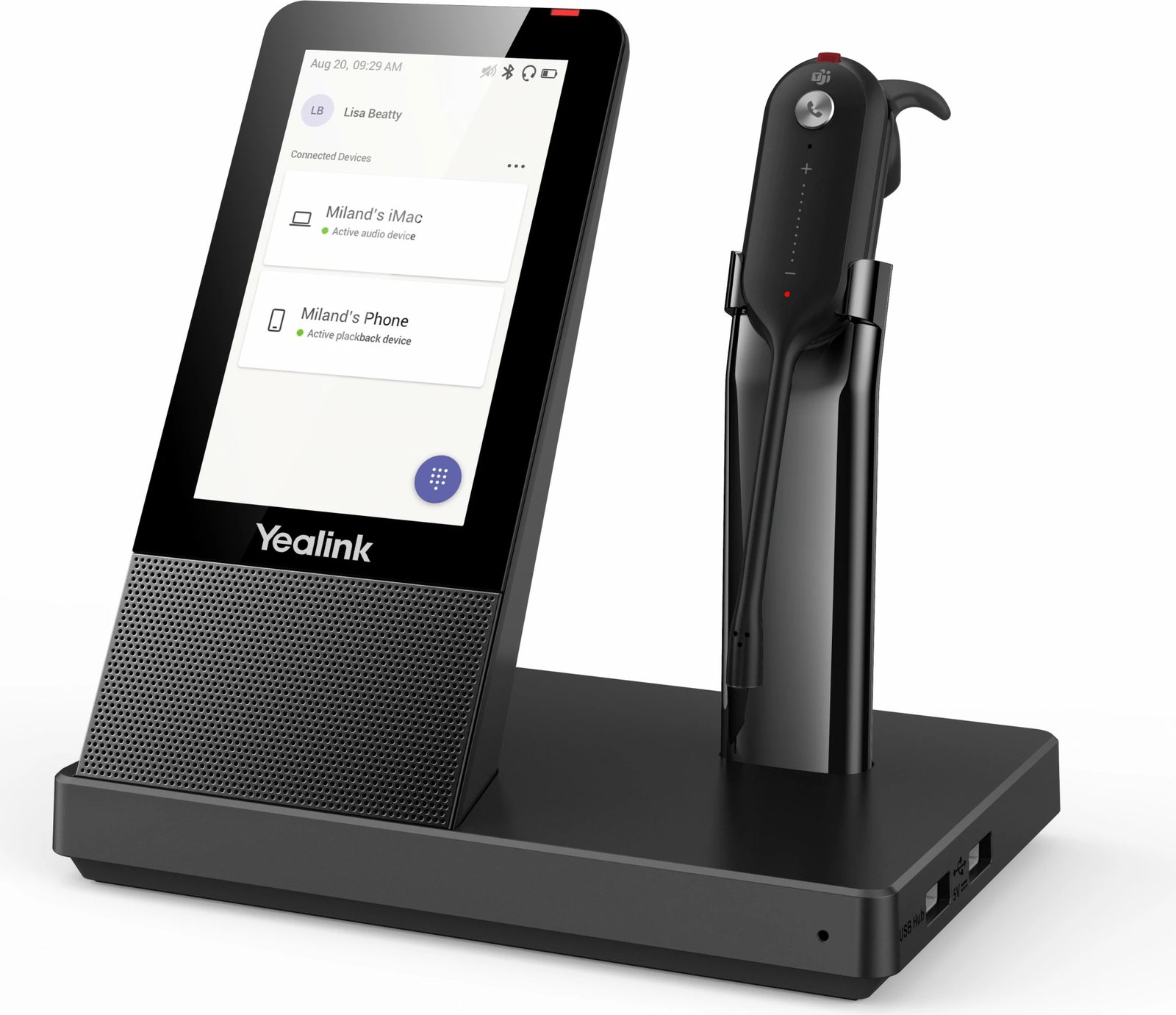 Kufje pa tela Yealink WH67 UC-DECT, Zyrë/Qendër thirrjesh, E zezë Kufje pa tela Yealink WH67 UC-DECT, Zyrë/Qendër thirrjesh, E zezë