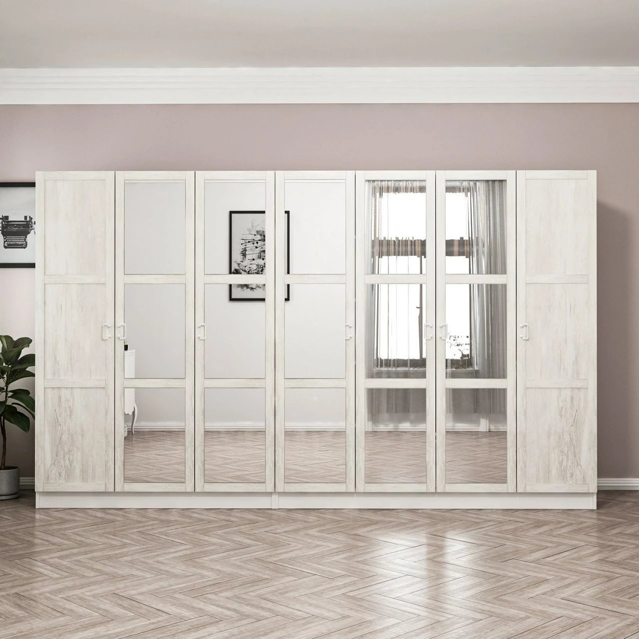 Dollap Skye Decor, ngjyrë e bardhë, Kale Country, 315x210x52cm