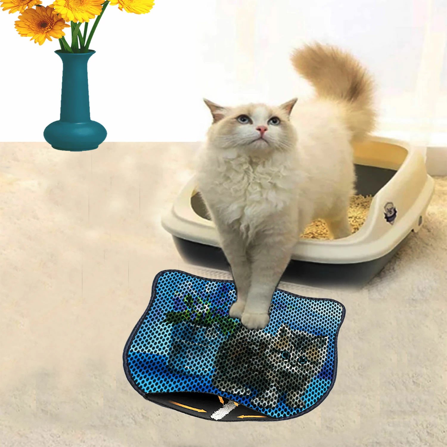 Tapet për rërë mace, shumëngjyrësh, Paws & Whiskers, Kdkafa0132, 40x50cm