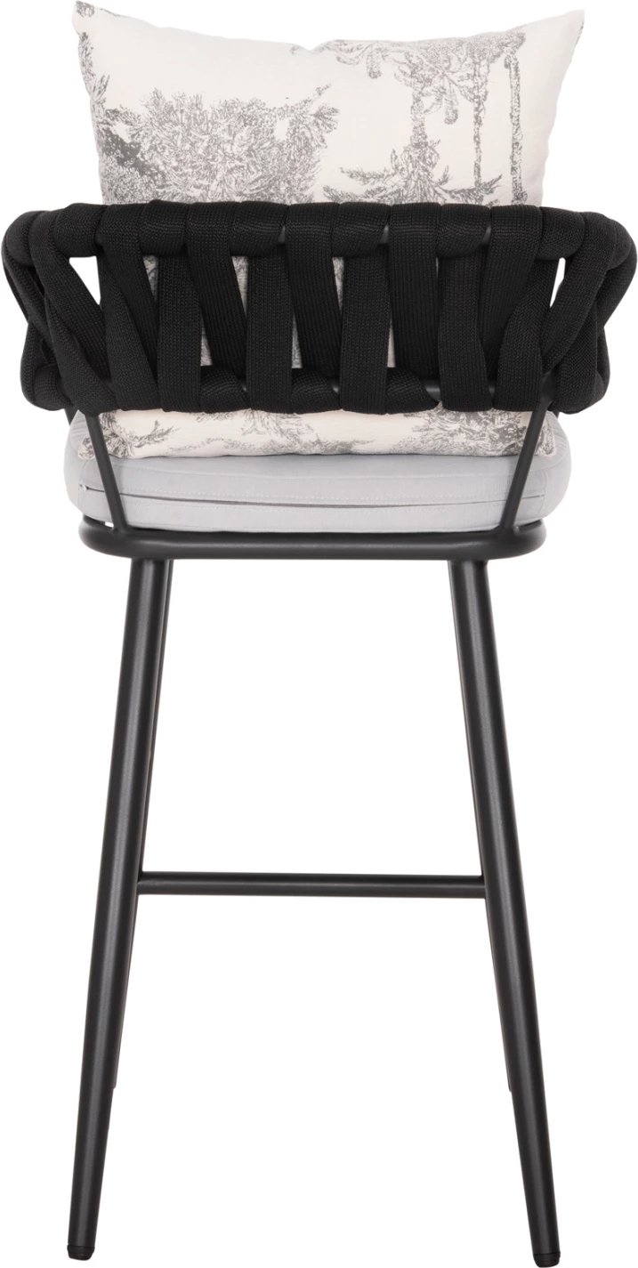 Karrige për bar alumini CAMDEN FH6142.01, ngjyrë antracit, me jastëk mbrapa ecru me dizajn print, 56x60x108H cm