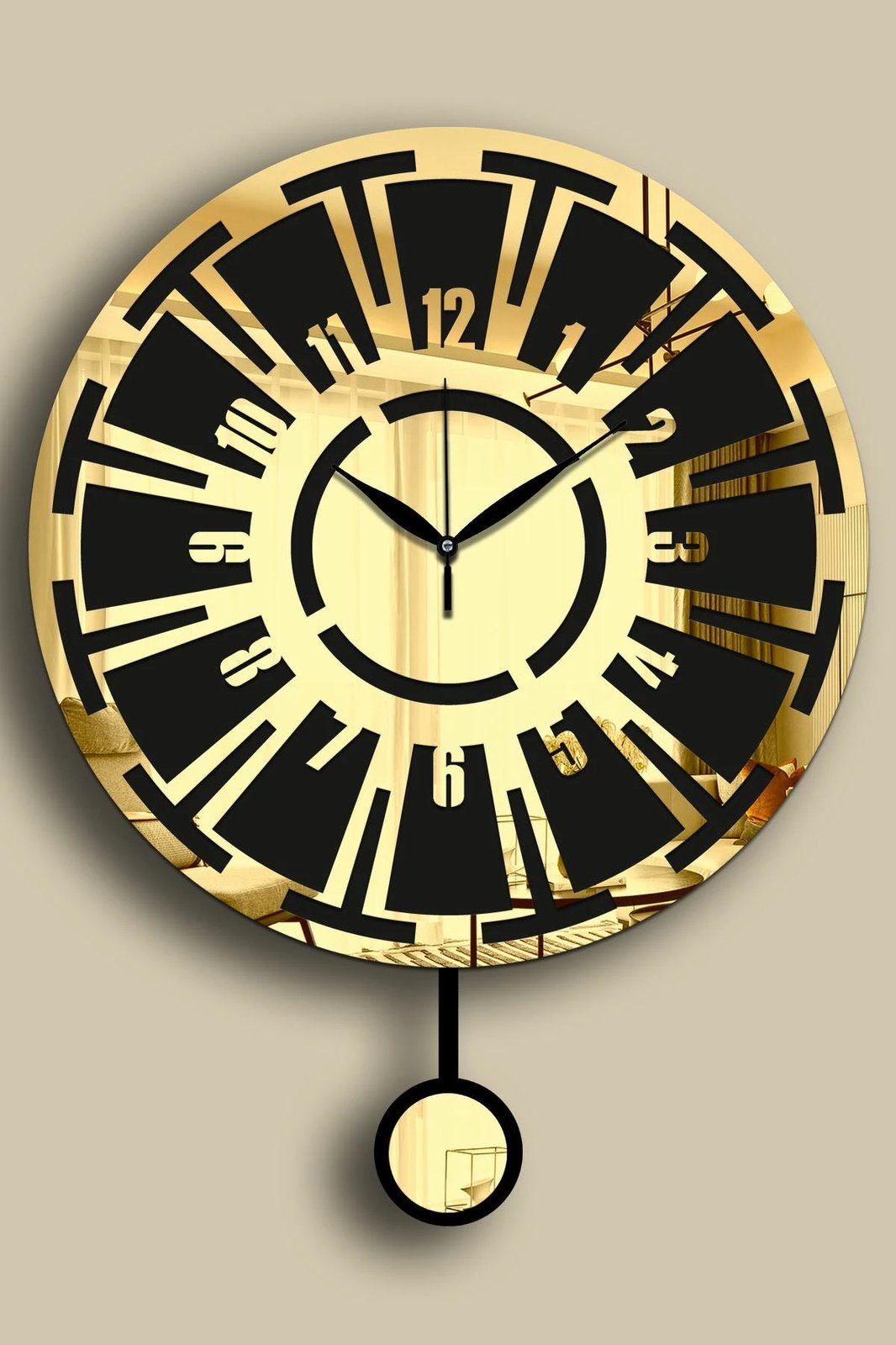 Orë muri dekorative Wallity, ngjyrë ari e zezë, Vlnt114Al