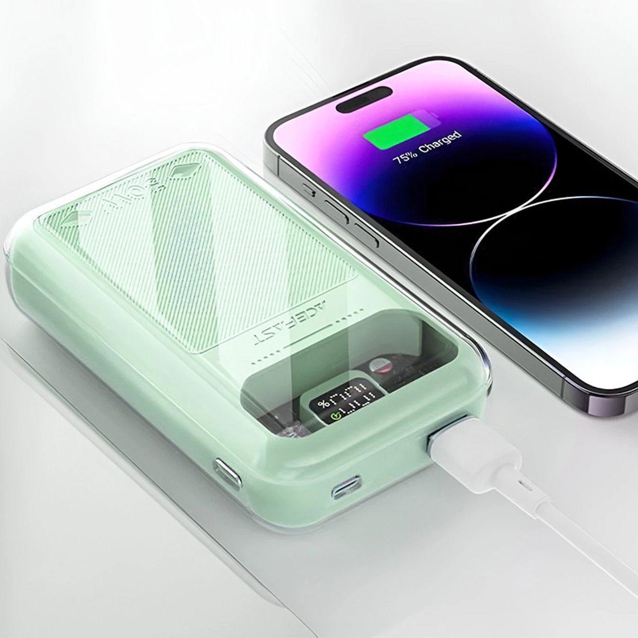 Powerbank Acefast Sparkling Series M2, 20000mAh, 30W, i gjelbër