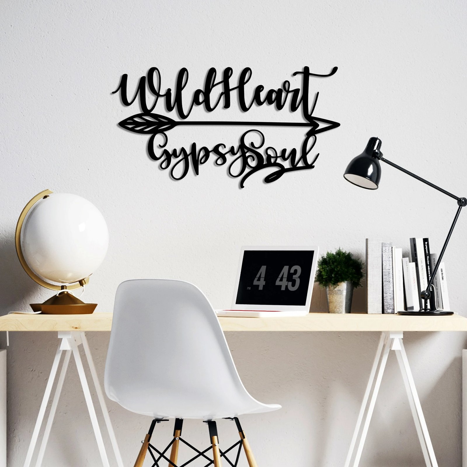 Aksesor dekorativ metalik për mur, Wallity, Wild Heart Gypsy Soul