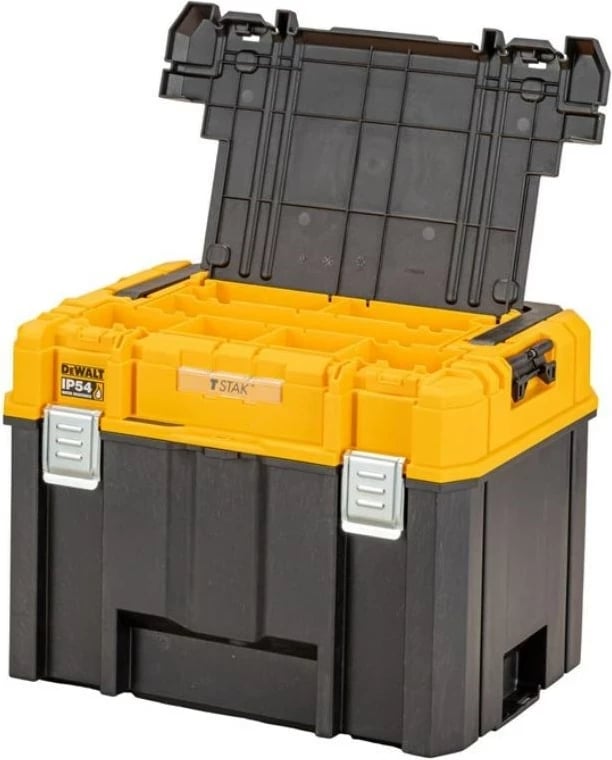 Kuti veglash DeWALT DWST83343-1, polikarbonat, 2 ndarje, zi/verdhë