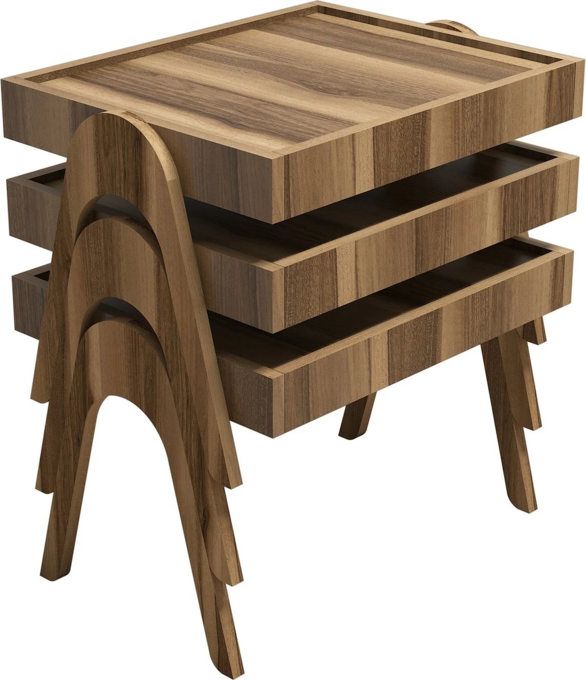 Set tavolinash të ndërlidhura Hanah Home, Roma, ngjyrë arre, 3 copë