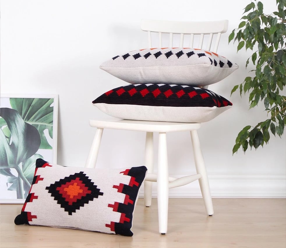 Jastëk dekorativ Evila Originals, rustik, bardhë, 58x33cm