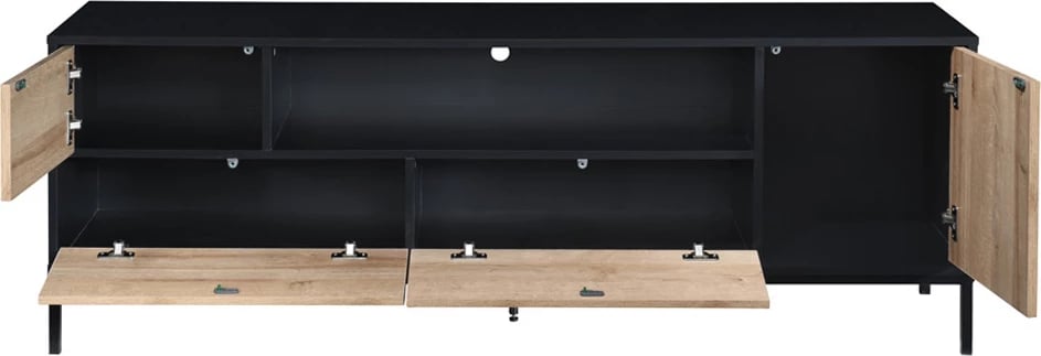 Komodë TV Blackbird, ngjyrë lisi Riviera dhe e zezë, 160x40.5x58 cm