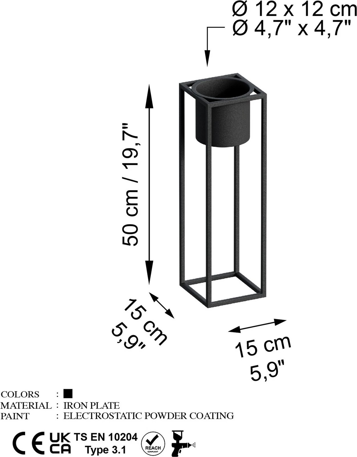 Vazo dekorative Aberto Design, GED-023, metal i zi