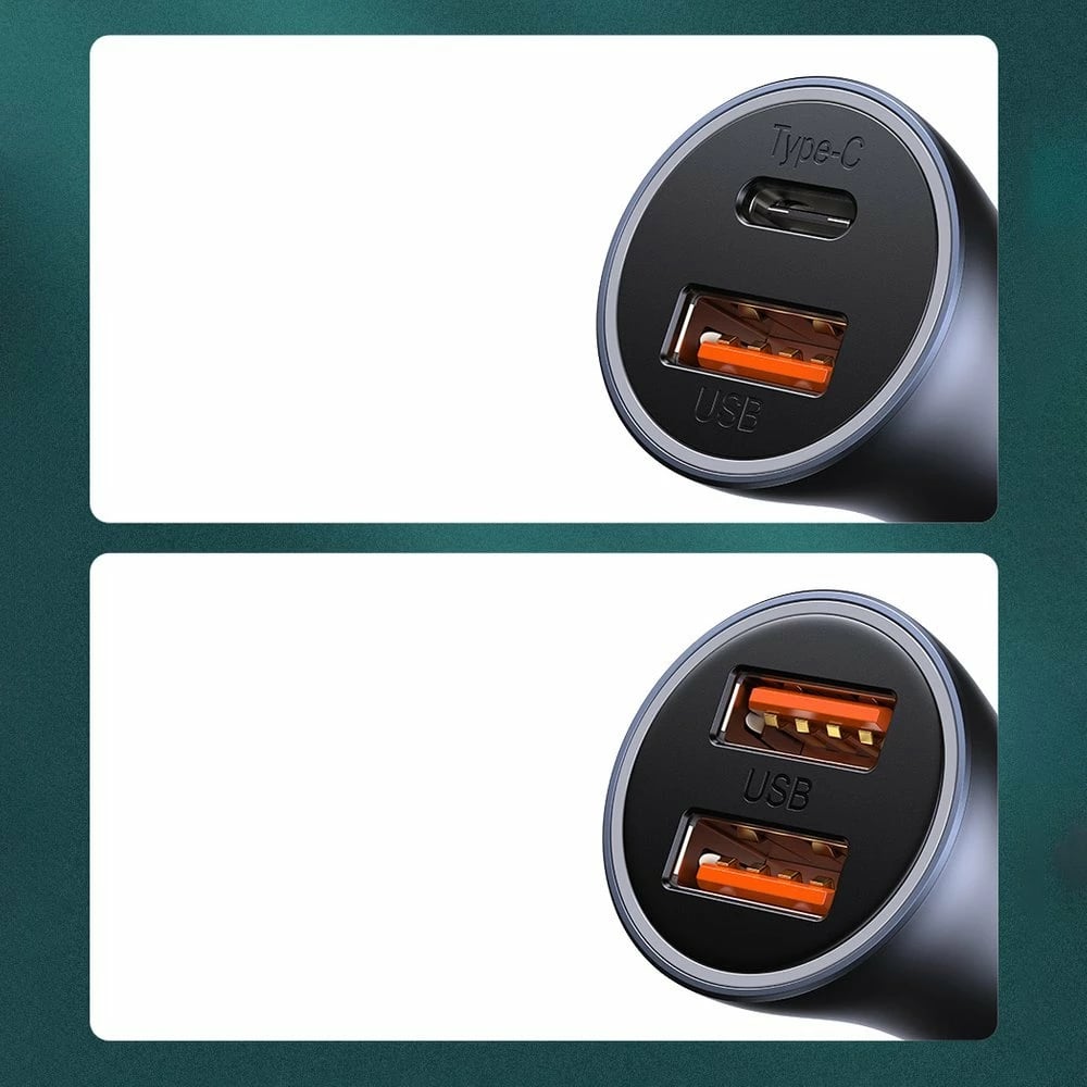 Karikues veture Baseus Golden Contactor Pro, 40W, 2 porta USB/USB-C, me kabllo USB-C në Lightning, Gri Karikues veture Baseus Golden Contactor Pro, 40W, 2 porta USB/USB-C, me kabllo USB-C në Lightning, Gri
