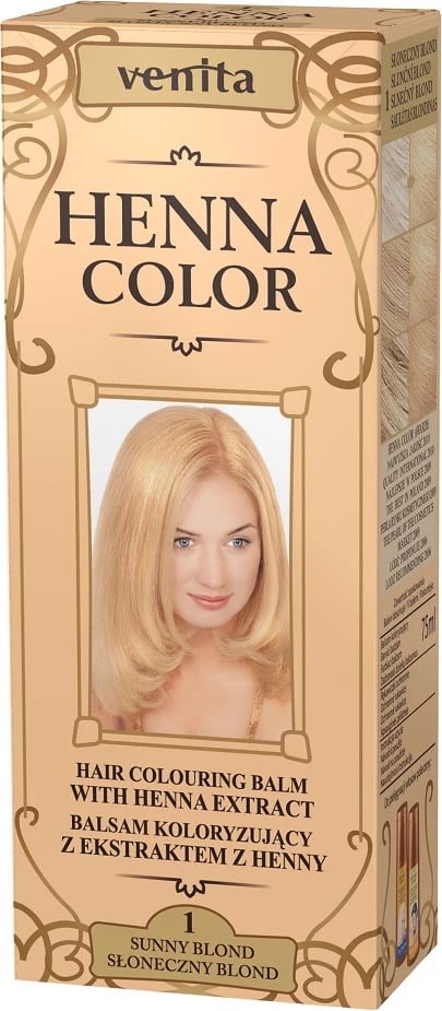 Balsam ngjyrosës për flokë për femra Venita Henna Color 1 Sunny Blonde, 75ml