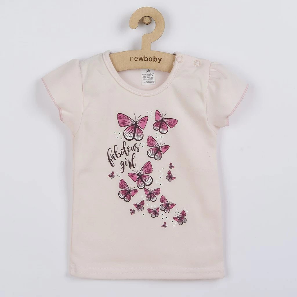 T-shirt me fund, NEW BABY Butterflies, pambuk, madhësia 80 (9-12m), rozë, set 2 copë