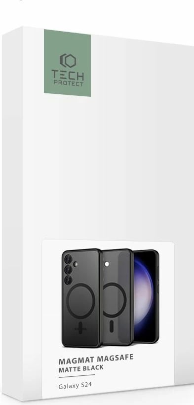 Mbështjellës, Tech-Protect, MagMat, për Samsung Galaxy S24, MagSafe, gjysmë-transparent, i zi mat
