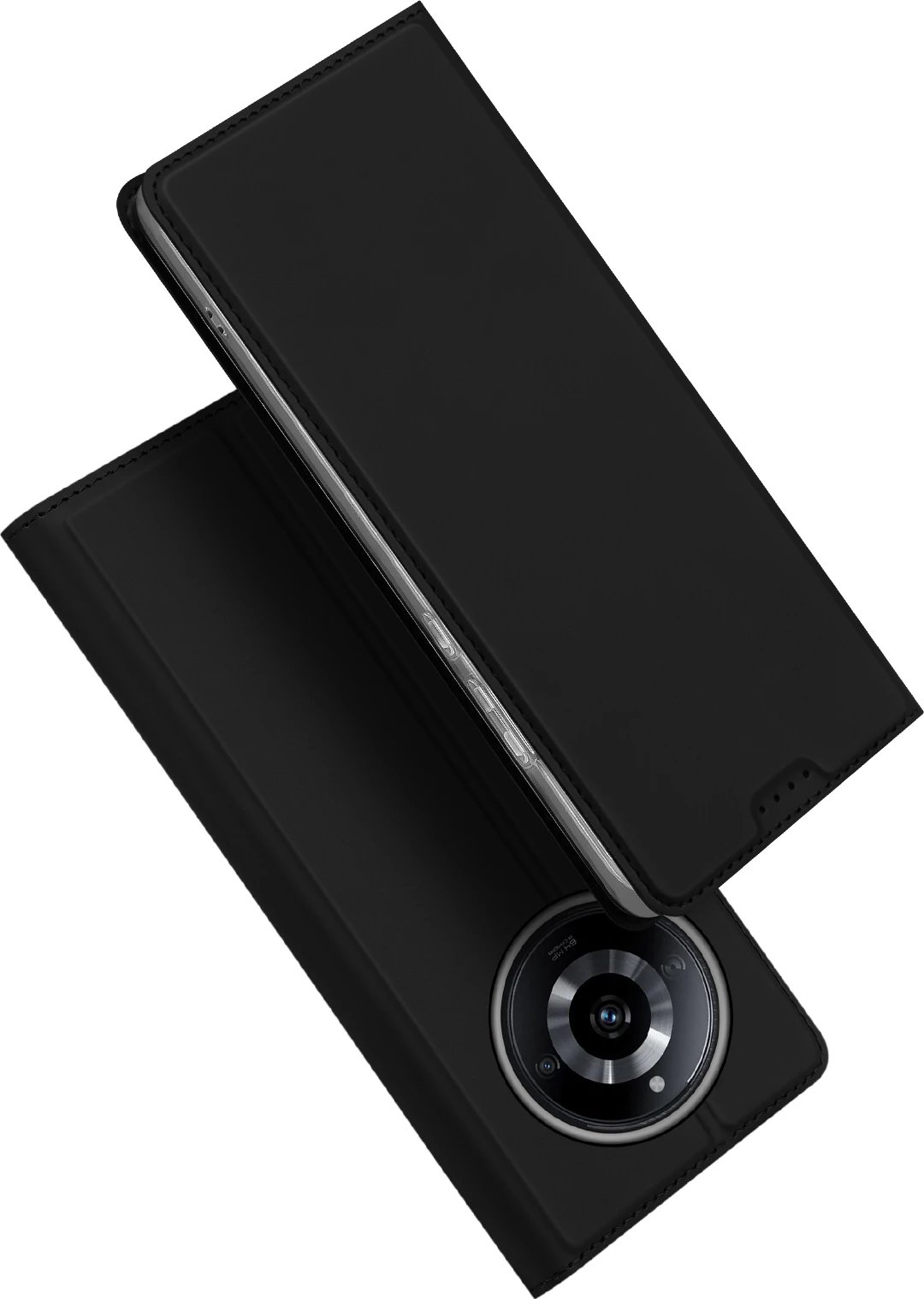 Mbështjellës Dux Ducis Skin Pro për Realme 11, me xhep kartelash dhe mbështetëse, i zi
