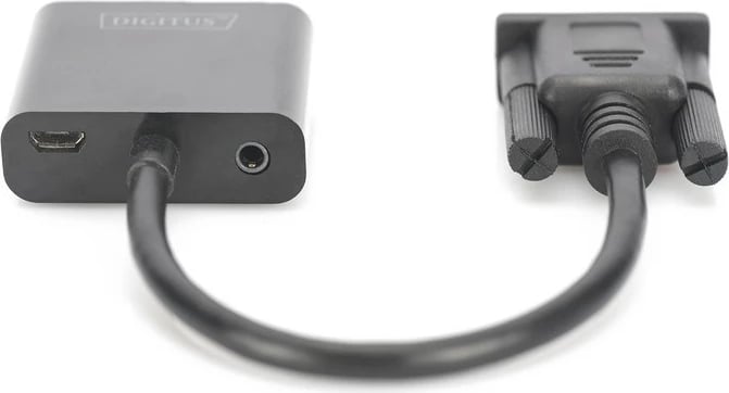 Konvertues VGA në HDMI Digitus DA-70473 me audio 3.5mm, i zi