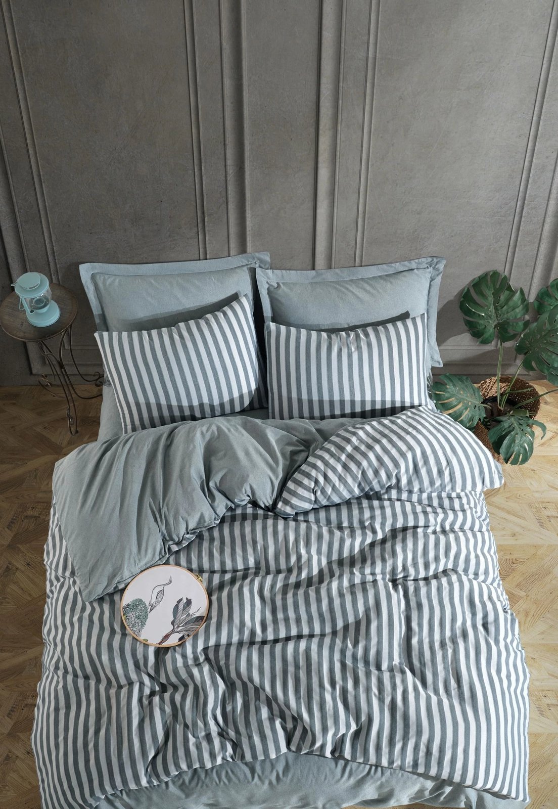 Set mbulesë për jorgan dopio, L'essentiel, Road Potlu, ngjyrë e gjelbër