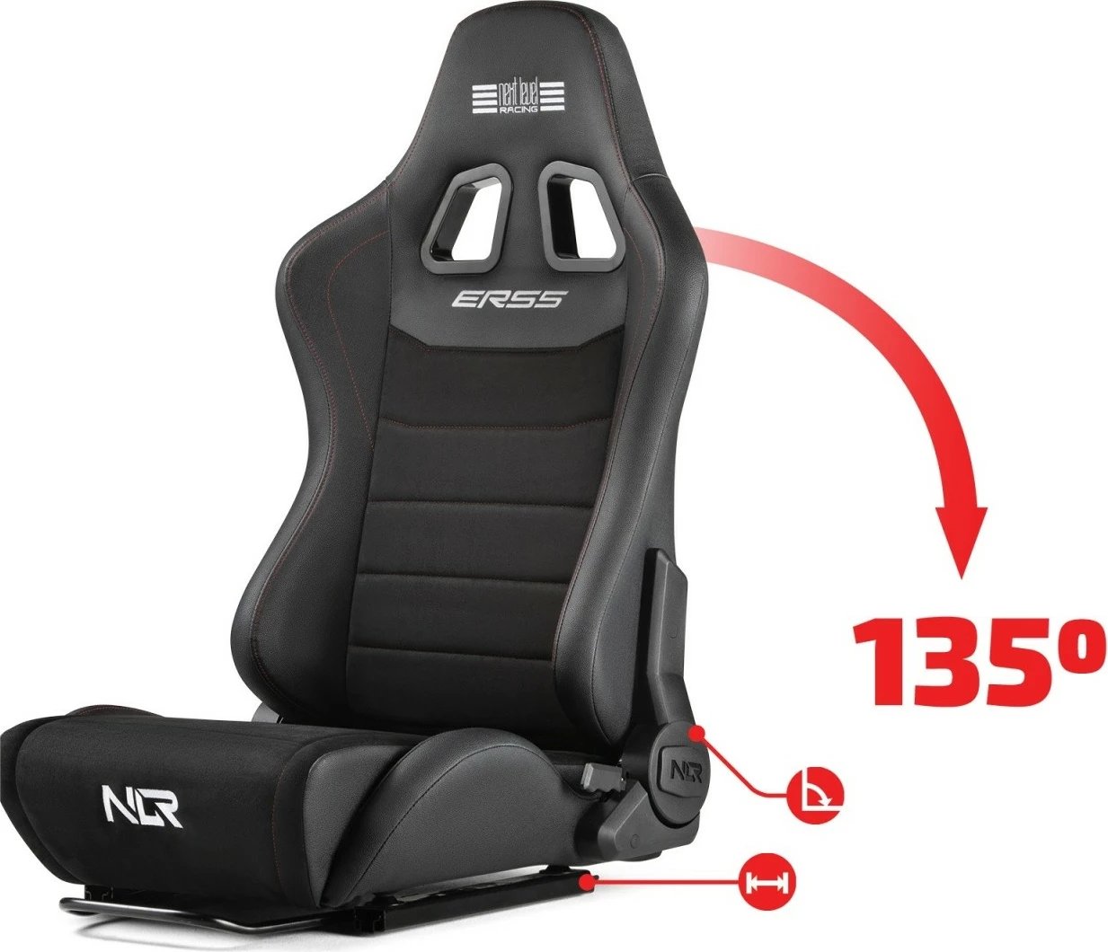 Karrige sim racing Next Level Racing ERS5 Elite, lëkurë PU dhe zamshe, e zezë