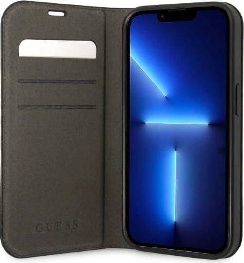 Mbështjellës Guess Bookcase 4G Vintage Gold Logo për iPhone 14 Pro 6.1", e zezë
