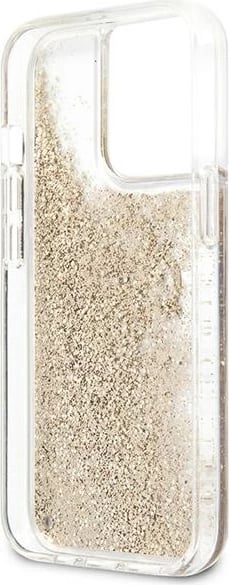 Mbështjellës Guess 4G Big Liquid Glitter për iPhone 13 Pro Max 6.7", ari Mbështjellës Guess 4G Big Liquid Glitter për iPhone 13 Pro Max 6.7", ari