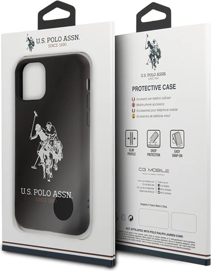 Mbështjellës U.S. Polo Assn. USHCN65SLHRBK për iPhone 11 Pro Max, silikon, i zi