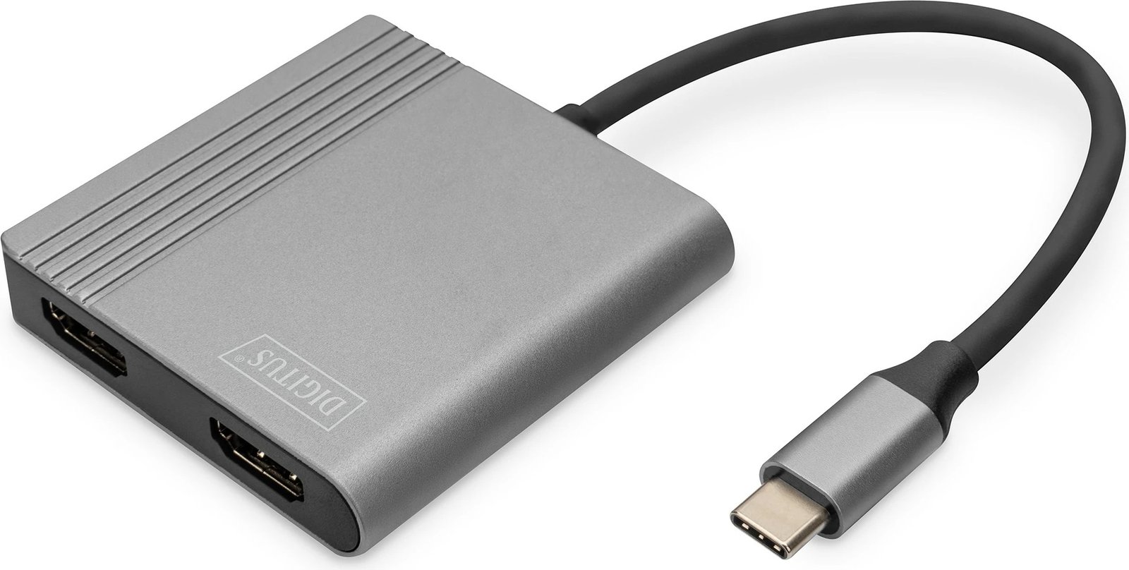 Adapter USB-C Digitus, 2x HDMI, 18cm, 4K/30Hz, alumini, argjendtë