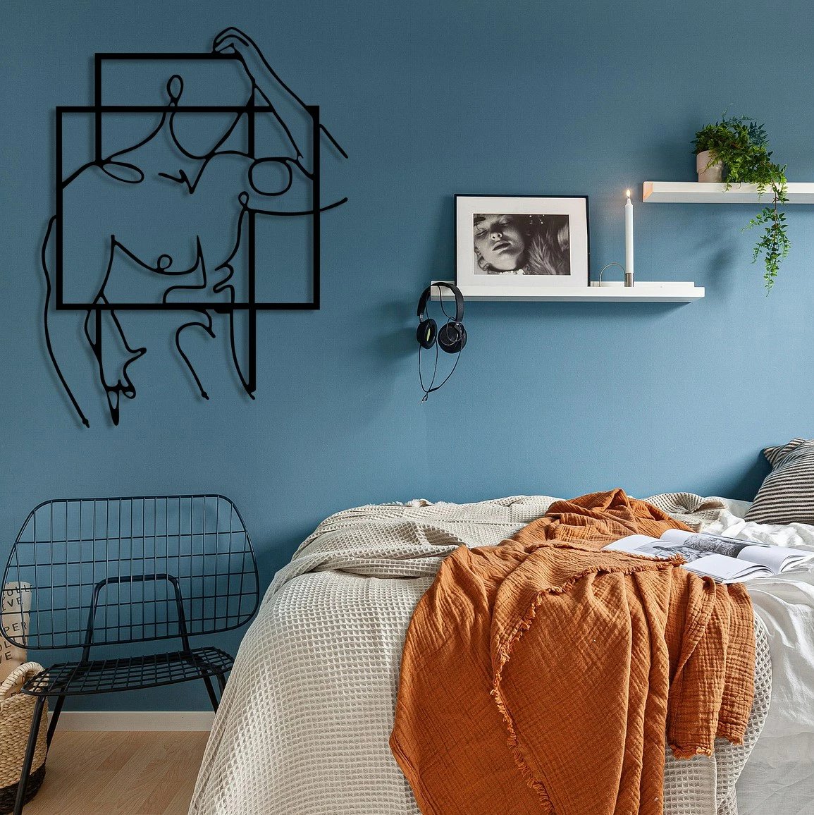 Aksesor dekorativ metalik për mur Wallity, Fit Man, ngjyrë e zezë, 39x51cm