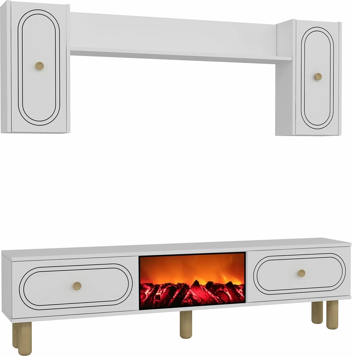 Njësi TV Skye Decor, oxhak dekorativ Polen Bohem, e bardhë