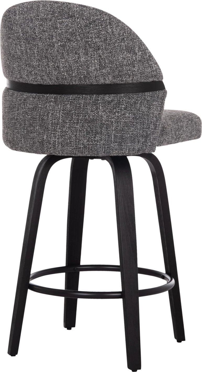 Karrige për bar rrotulluese DEKKER FH18250.03, dru i zi, material gri, 48x54x96cm, set prej 2 copë