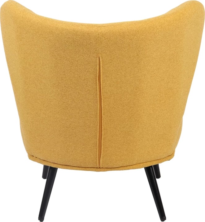 Fotel Nagreta, material tekstili i verdhë, këmbë metalike të zeza, 77x73x74cm