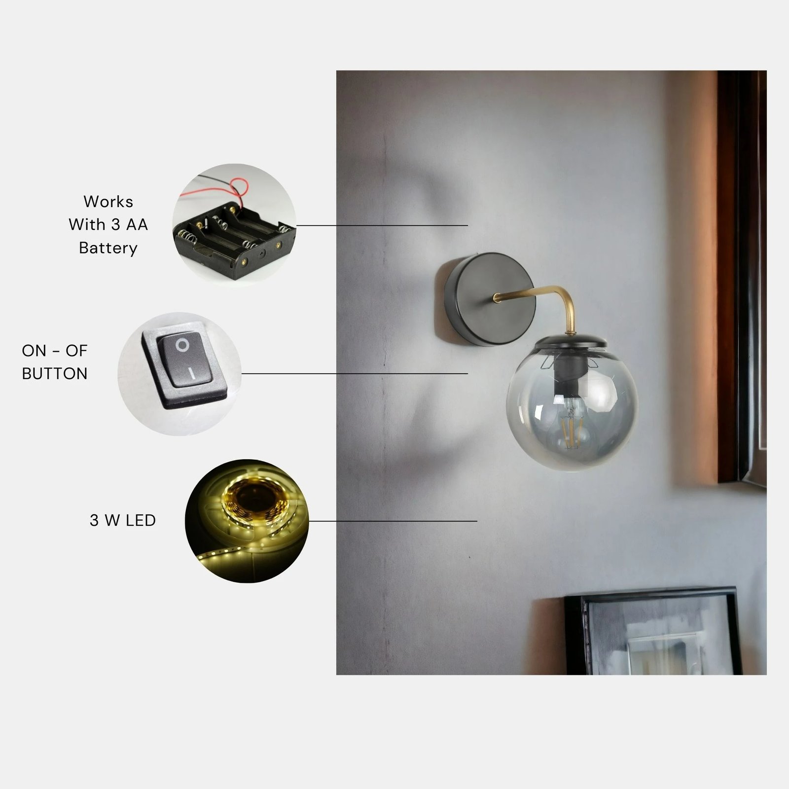 Llambë muri Opviq, Pablo - 8794-1AP, ngjyrë argjendi