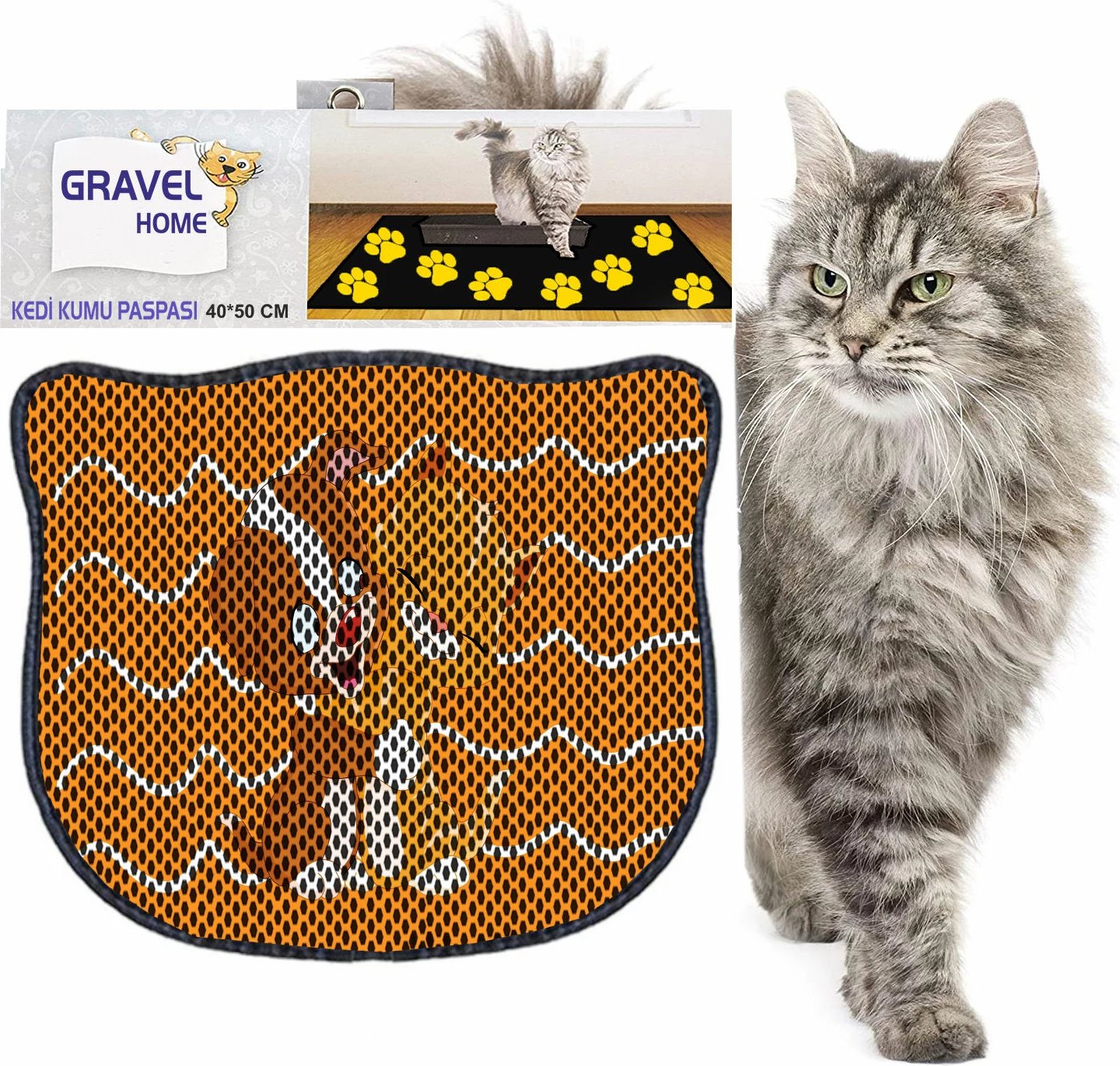 Tapet për rërë maceje, shumëngjyrësh, Paws & Whiskers, Kdkafa0023, 40x50cm