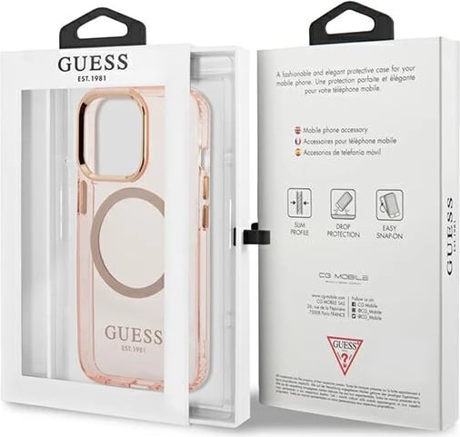 Mbështjellës Guess GUHMP13LHTCMP për iPhone 13 Pro / 13 6.1", MagSafe, Rozë
