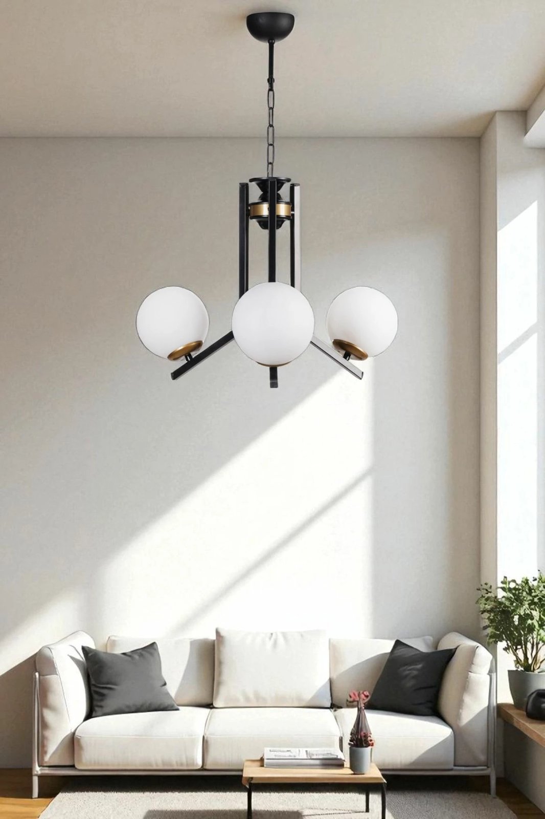 Llambë tavani Opviq, 8988-3, metal dhe xham, e bardhë dhe e zezë