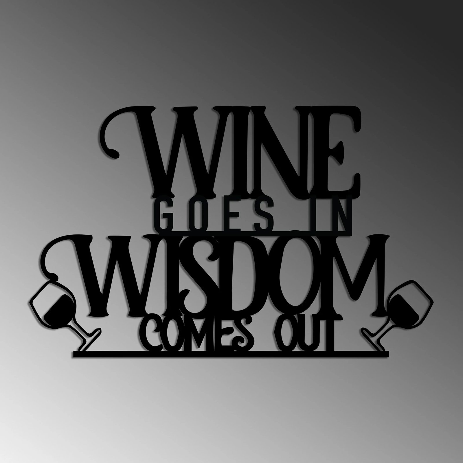 Aksesor dekorativ metalik për mur, Wallity, Wine Wisdom